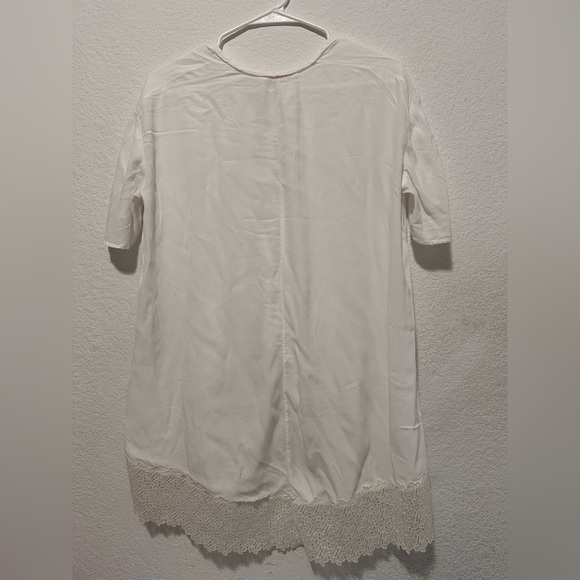 MAJE Lexia Cocoon Tunic Top Ecru Lace Hem V-Neck Blouse size 1 - Picture 4 of 14